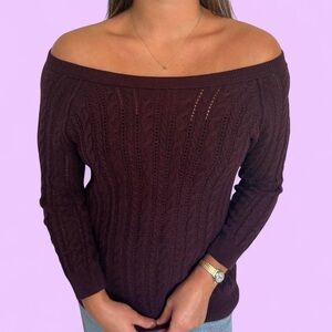American Eagle Outfitters Off-Shoulder Sweater - Deep Burgundy